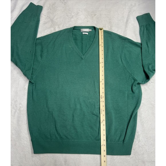 Peter Millar Men's 100% Pure Cashmere Size 2XL Green V-Neck Pullover Sweater - Picture 11 of 14